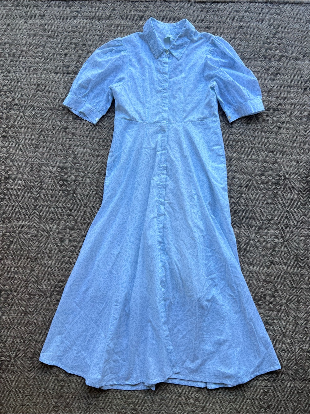India Amory S Blue White Floral Maxi Shirt Dress Puff Sleeve Block Print Style